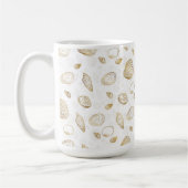 Stylish Gold White Seashells Pattern Koffiemok (Links)