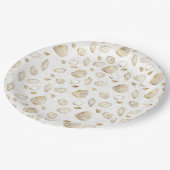 Stylish Gold White Seashells Pattern Papieren Bordje (Gekanteld)