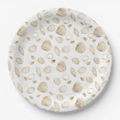 Stylish Gold White Seashells Pattern Papieren Bordje (Voorkant)