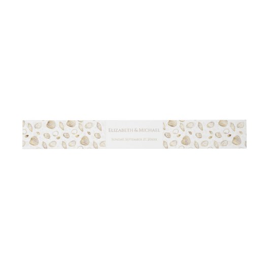 Stylish Gold White Seashells Pattern Uitnodigingen Wikkel (Vlak)