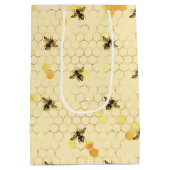 Stylish Gold Yellow bees Honeycomb Medium Cadeauzakje (Achterkant)