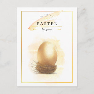 Stylish Golden Egg Happy Easter Pencil Art Briefkaart