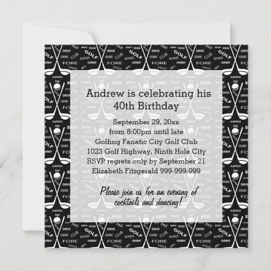 Stylish Golf event Kaart (Achterkant)