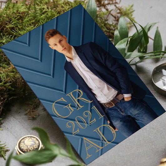 Stylish Grad Photo Date Graduation Invitation