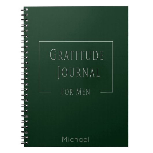 Stylish Gratitude Journal for Men Dark Green (Devant)