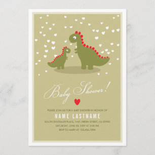Stylish Green Dino Baby shower Invitation Kaart