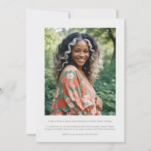 Stylish Greenery Frame Photo Funeral Invitation (Dos)