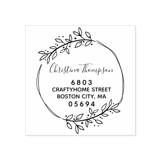 Stylish Greenery Return Address Rubberstempel (Afrduk)