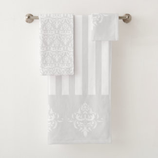 Stylish gris clair Elegant Damask Pattern strié