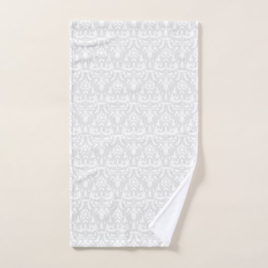 Stylish gris clair Elegant Damask Pattern strié (Serviette à main)