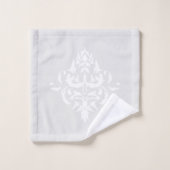 Stylish gris clair Elegant Damask Pattern strié (Gant de toilette)