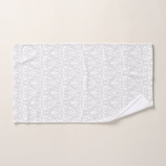 Stylish gris clair Elegant Damask Pattern strié (Serviette à main)