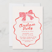 Stylish Hand Drawn Holiday Bow Christmas Party Kaart (Voorkant)
