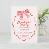 Stylish Hand Drawn Holiday Bow Christmas Party Kaart (Staand voorkant)