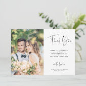 Stylish Hand Lettered Wedding 2 Foto Bedankkaart (Staand voorkant)