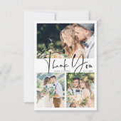 Stylish Hand Lettered Wedding 4 Foto Bedankkaart (Voorkant)