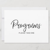 Stylish Hand Lettered Wedding "Programs" Sign (Voorkant)