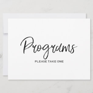 Stylish Hand Lettered Wedding "Programs" Sign