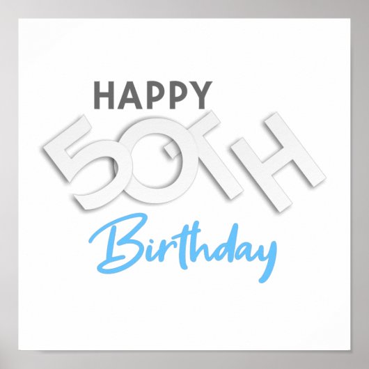 Stylish Happy 50th Birthday Typography Poster (Voorkant)