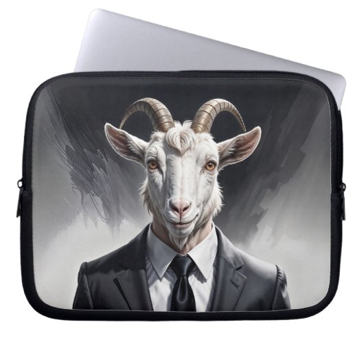 Stylish horned figure in sharp formal attire art laptop sleeve (Voorkant)