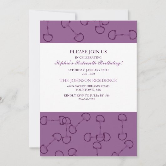 Stylish Horse Bits Anniversaire Fête Invitation (Devant)