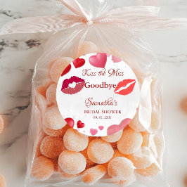 Stylish Kiss Miss Goodbye Red Lips Bridal Shower Ronde Sticker