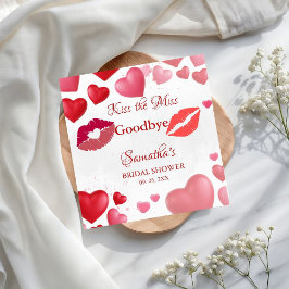 Stylish Kiss Miss Goodbye Red Lips Bridal Shower Servet