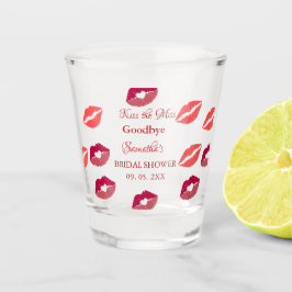 Stylish  Kiss Miss Goodbye Red Lips Bridal Shower Shot Glas