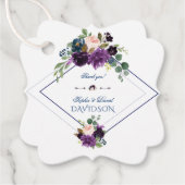 Stylish Lavender Navy Blue Floral Bloom Wedding Bedankjes Labels (Voorkant)