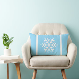Stylish Light Blue White Racing Stripes Snowflake Kussen