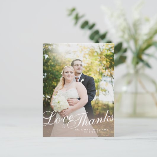 Stylish Light Modern Script Love Thanks Carte post (Debout devant)