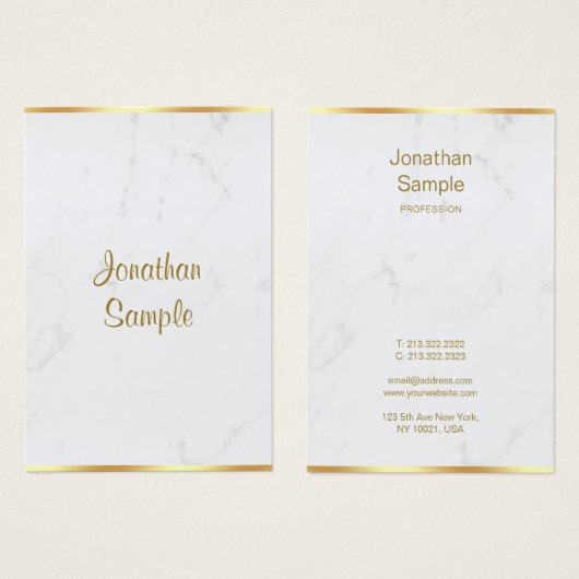 Stylish Marble Gold Typography Script Name Luxury (Devant & derrière)