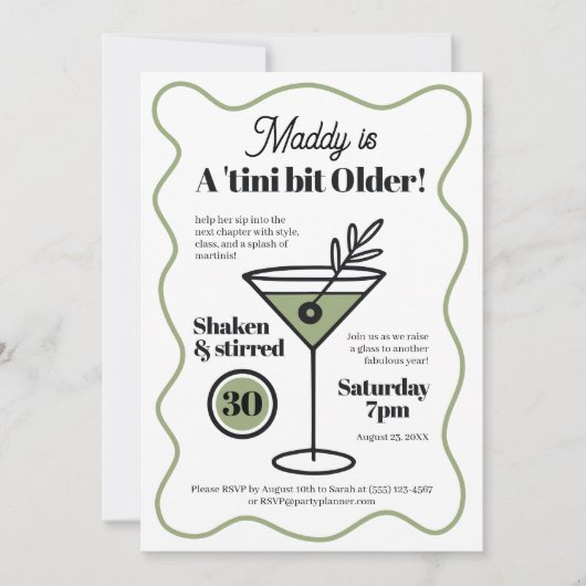 Stylish Martini Invitations N'Importe Quel Âge Ann (Devant)