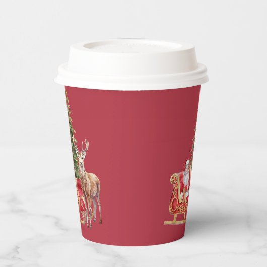 Stylish Merry Christmas Modern Holiday Pattern Cup Papieren Bekers (Links)
