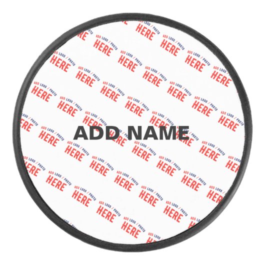 STYLISH MODERN CUSTOMIZABLE WHITE VERIFIED BRANDED HOCKEY PUCK (Voorkant)