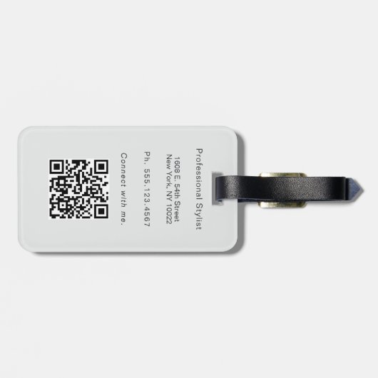 Stylish Modern Entrepreneur Monogram Photo QR Code Bagagelabel (Achterkant horizontaal)