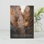 Stylish Modern Full Photo Wedding Save the Date (Debout devant)