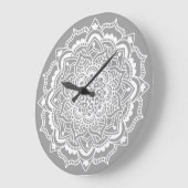 Stylish Modern Grey White Boho Bohemian Mandala Grote Klok (Hoek)