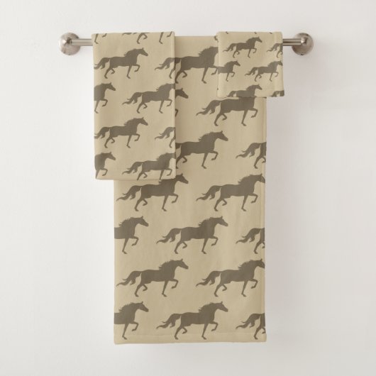 Stylish Modern Horse Silhouettes on Light Beige (En situation)