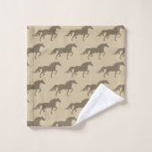 Stylish Modern Horse Silhouettes on Light Beige (Gant de toilette)