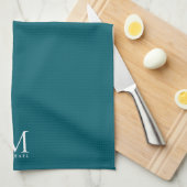 Stylish Modern Simple Template Monogram Dark Teal Theedoek (Quarter Fold)