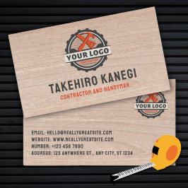 Stylish Modern Wood Construction Handyman Carpente Visitekaartje