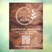 Stylish Modern Wooden Carpentry Logo QR Code Raamsticker (Vel 3)