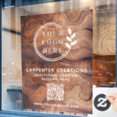Stylish Modern Wooden Carpentry Logo QR Code Raamsticker (Cafe Raam)