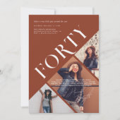 Stylish Moderne Quarante | Invitation Anniversaire (Devant)
