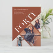 Stylish Moderne Quarante | Invitation Anniversaire (Debout devant)