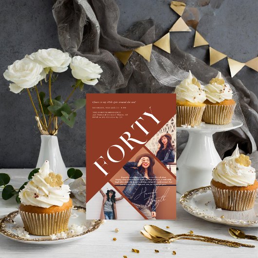 Stylish Moderne Quarante | Invitation Anniversaire