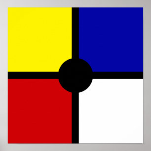Stylish Mondrian Inspired Art & Basic Colors Poster