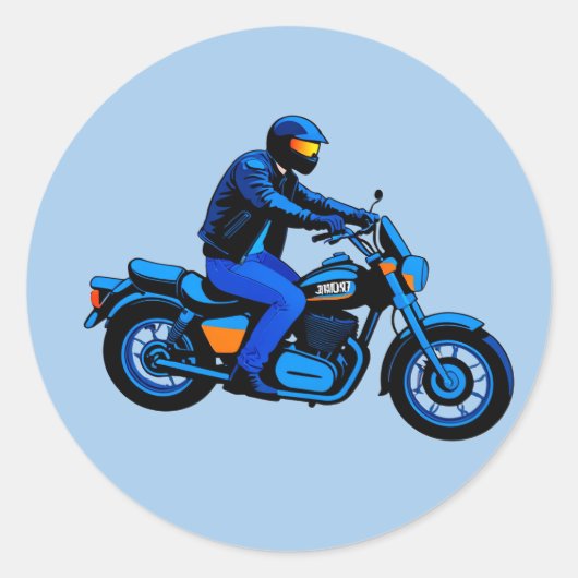 Stylish Motorcycle Rider Ronde Sticker (Voorkant)