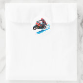 Stylish Motorcycle Rider Ronde Sticker (Tas)